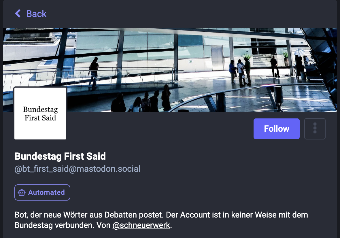 Screenshot von BT First Said auf Mastodon.